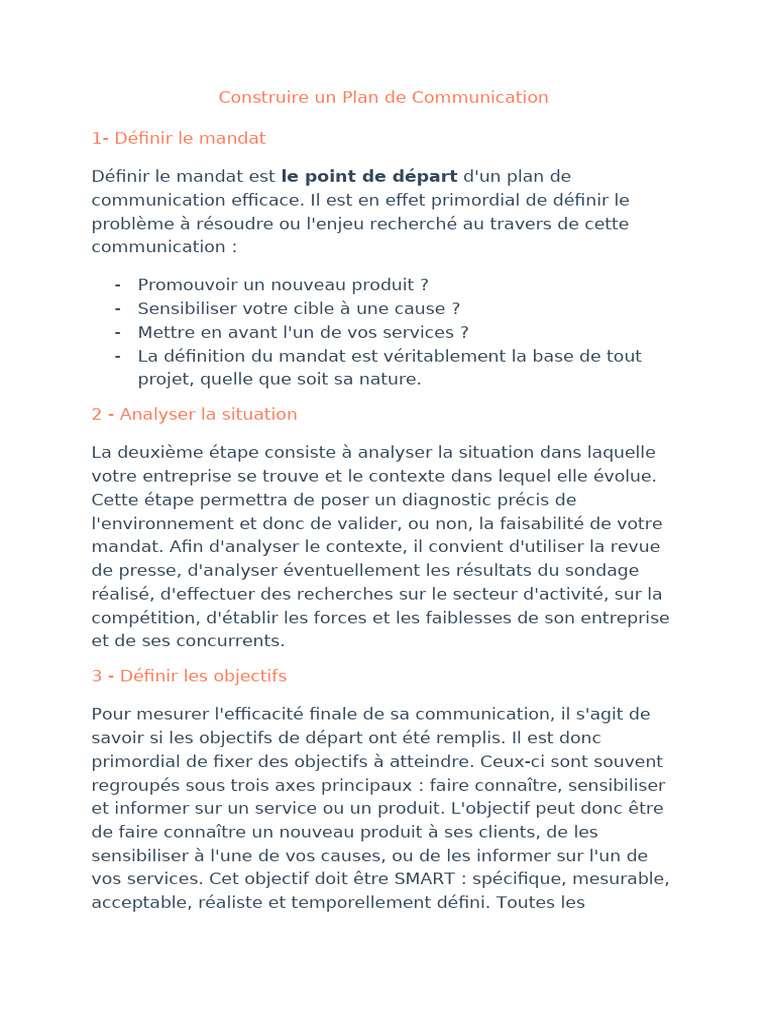 Élaborer un Plan de Communication Efficace | PDF | Promotion (marketing ...