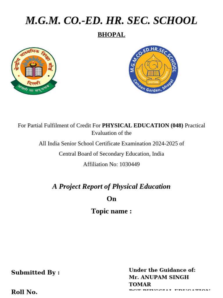 Physical Education Project Report 2024-25 | PDF | Physical Education