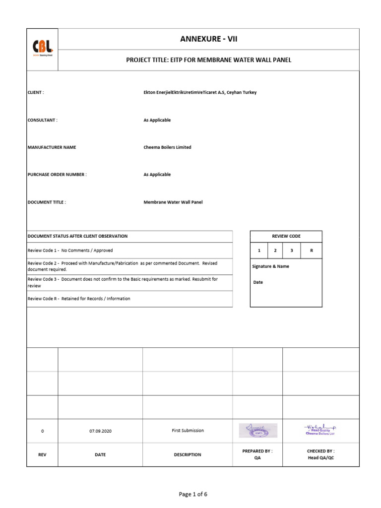 Membrane Water Wall Panel Inspection Plan | PDF | Nondestructive ...