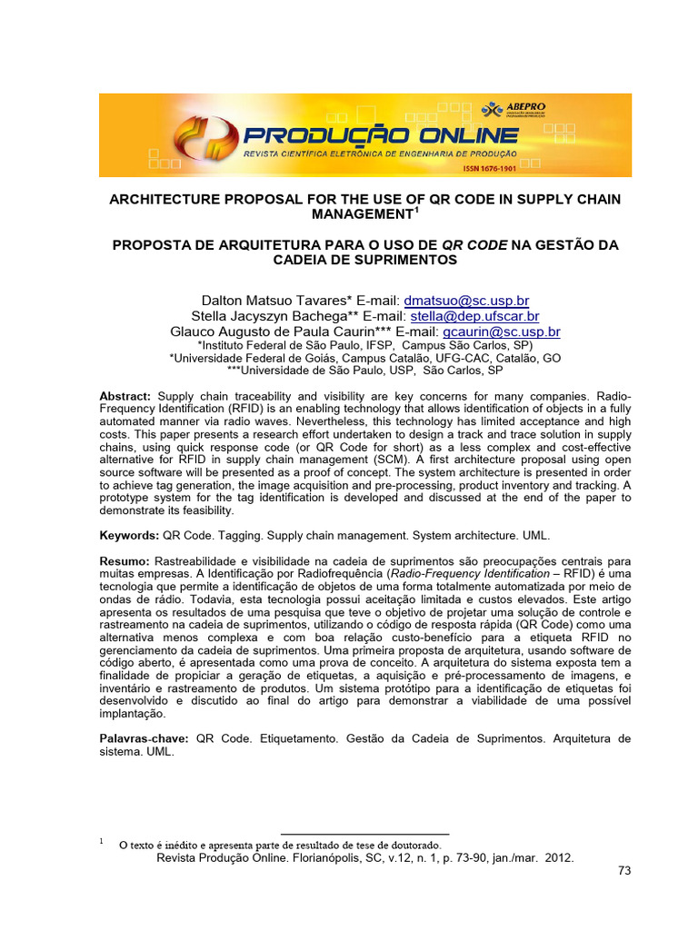 QR Code Architecture in Supply Chains | PDF | Software Prototyping | Qr ...