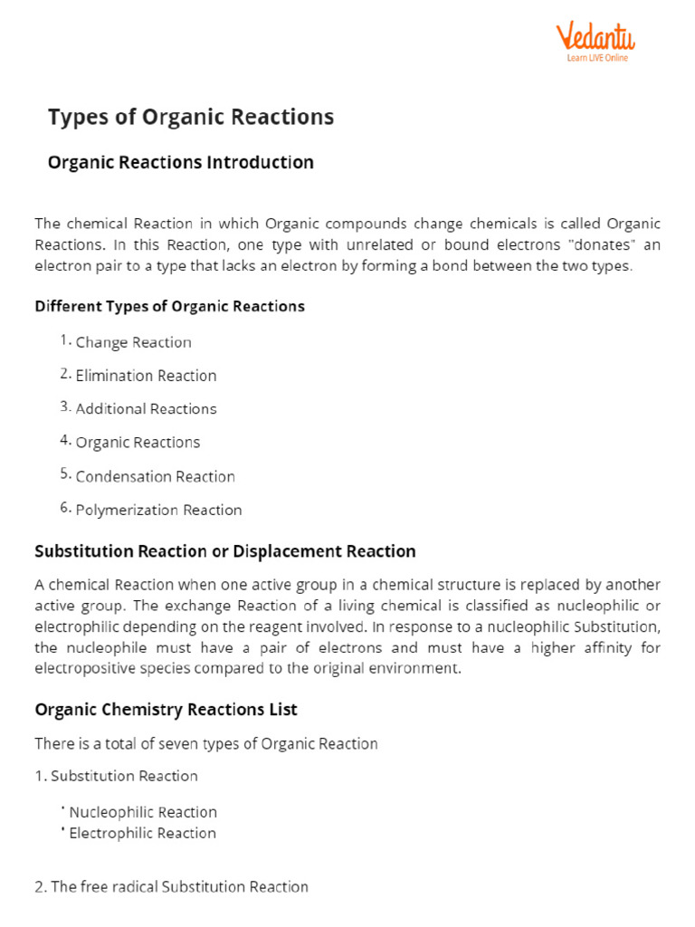 Types of Organic Reactions | PDF