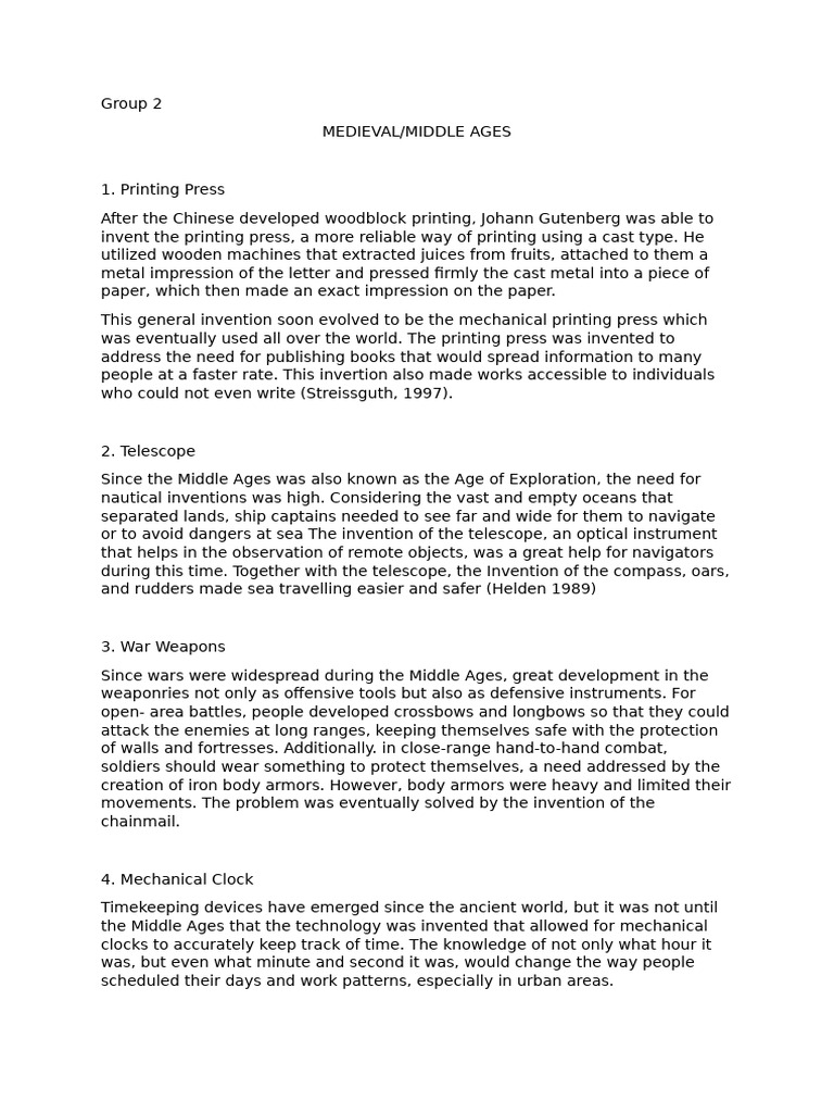 Group 2 middle ages pdf printing press clock