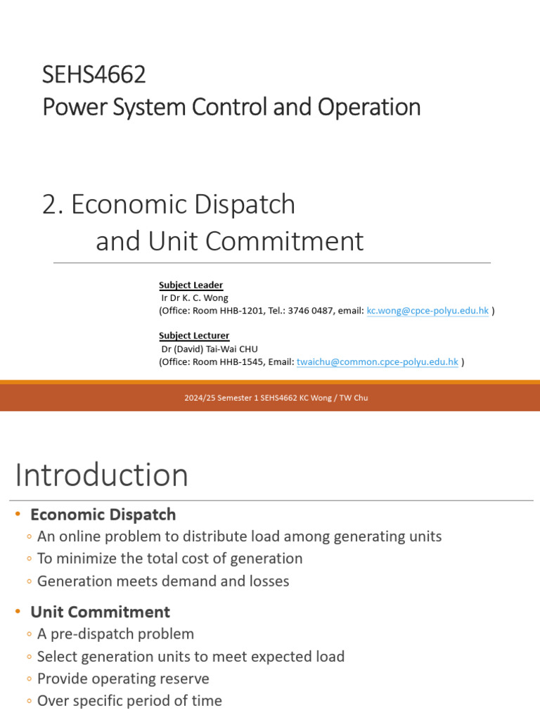 Economic Dispatch and Unit Commitment | PDF | Electricity Generation ...