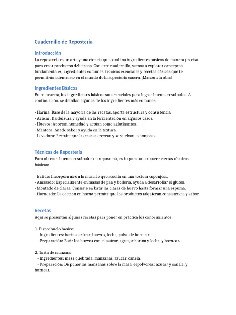 Guía Básica de Repostería Casera | PDF