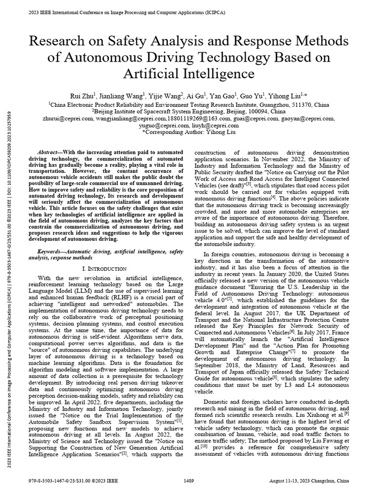 Research On Safety Analysis and Response Methods of Autonomous Driving ...
