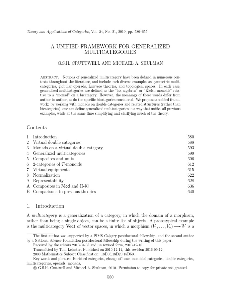 A Unified Framework For Generalized Multicategories: Theory and ...