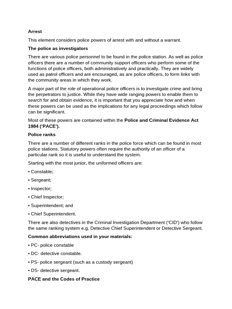 Police Arrest Powers Explained | PDF | Arrest | Police