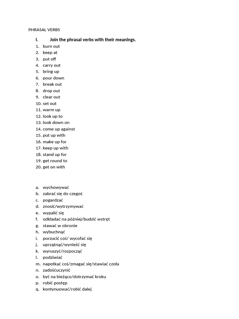 Phrasal Verbs and Their Meanings | PDF | Semantic Units | Morphology