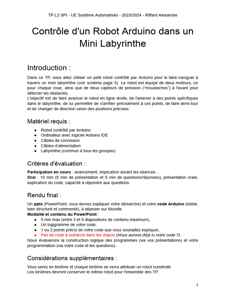 Contrôle Robot Arduino dans Labyrinthe | PDF | Arduino | Microsoft ...
