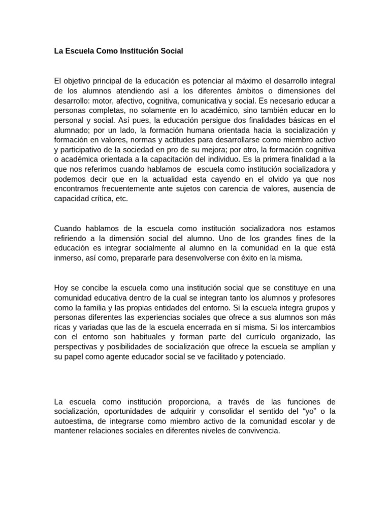 La Escuela como Agente de Socialización | PDF | La seguridad ...