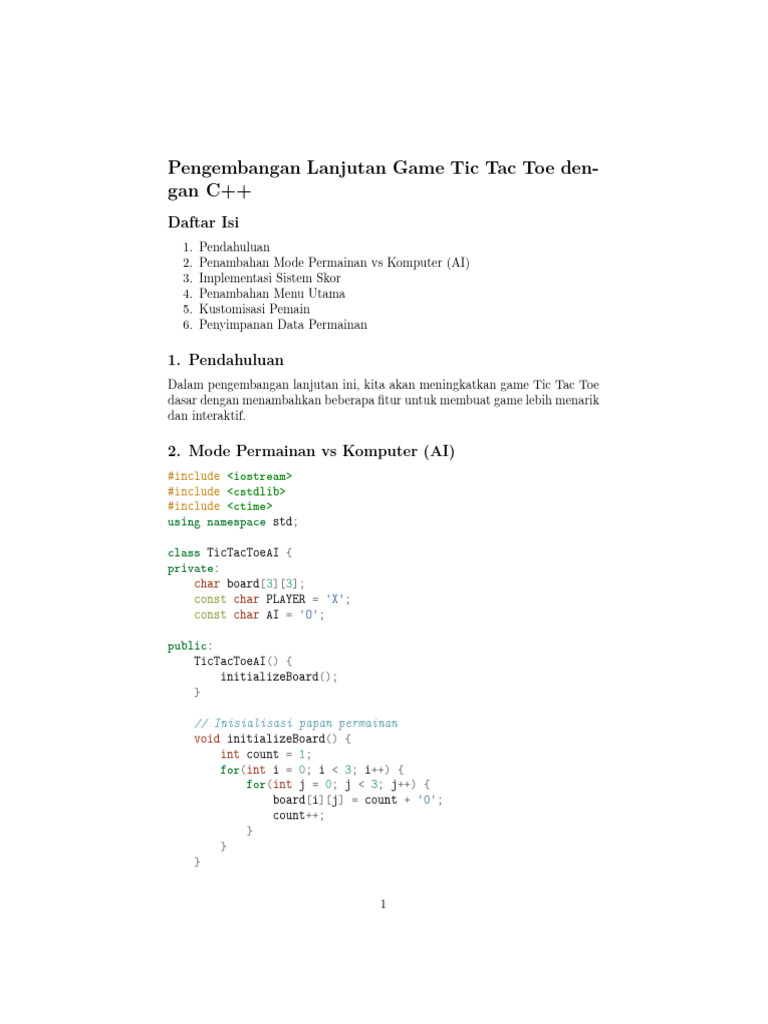 Pengembangan Tic Tac Toe C++ Interaktif | PDF | Software | Models Of ...