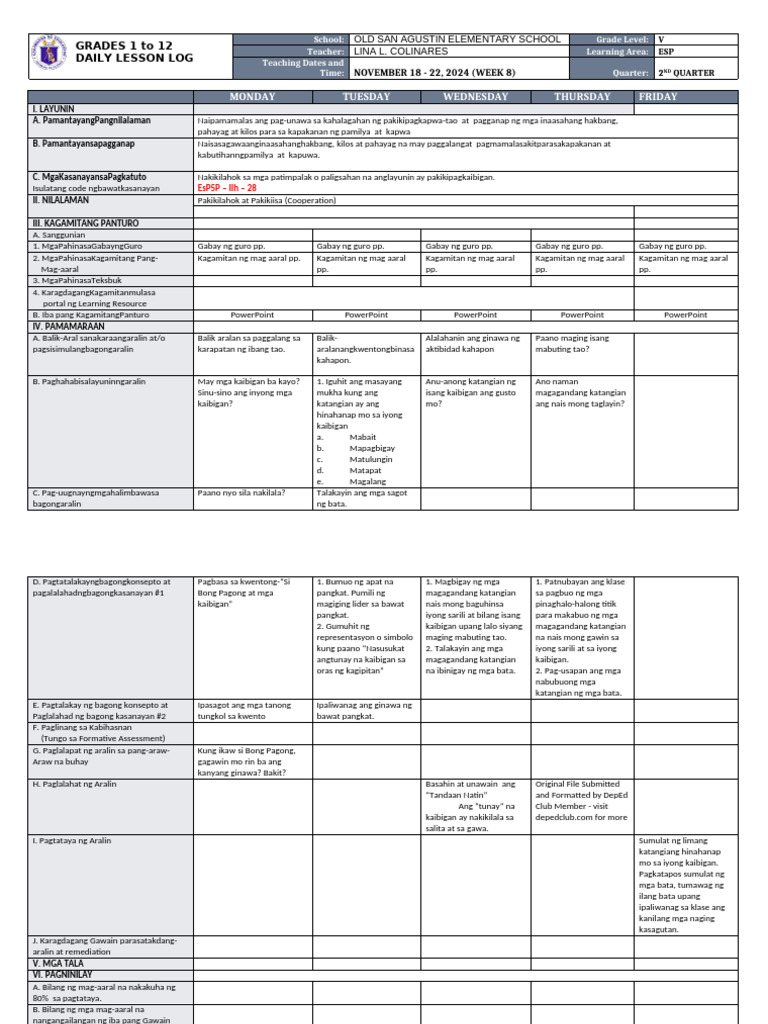 DLL - Esp 5 - Q2 - W8 | PDF