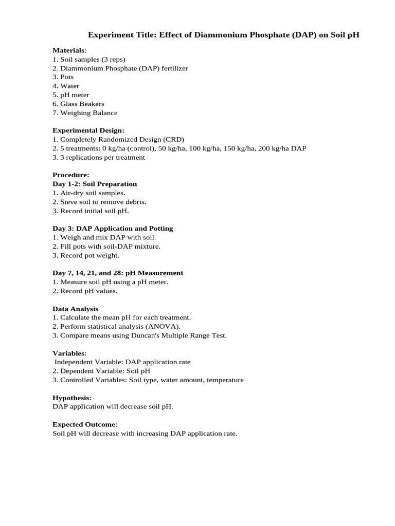 Effect of Diammonium Phosphate (DAP) On Soil PH | PDF