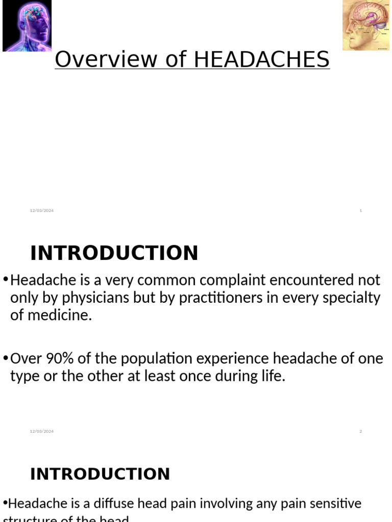 Lecture 5 Headache Student | PDF | Headache | Migraine