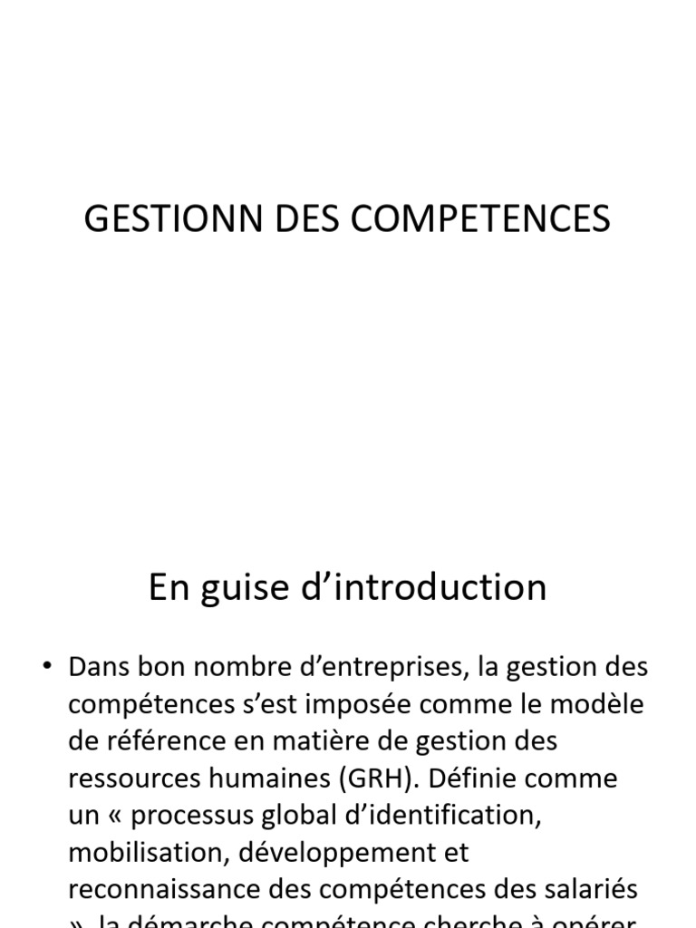 Gestion des compétences en RH | PDF | Compétence (Ressources humaines ...