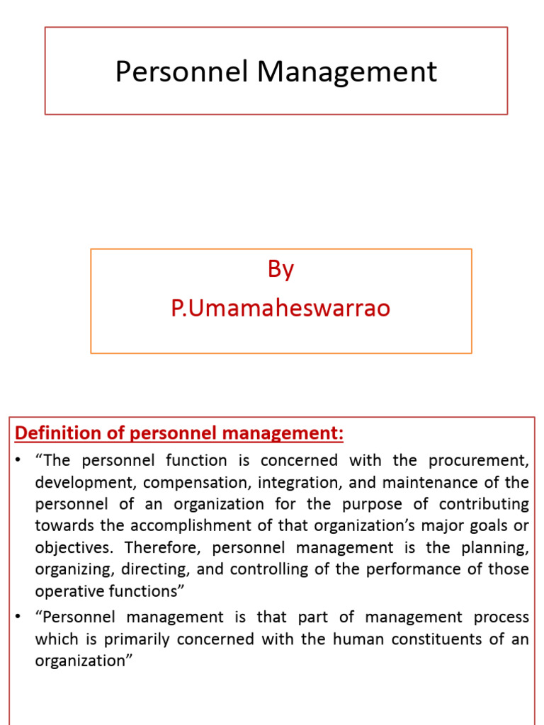Personnel Management Pdf Human Resource Management Human Resources