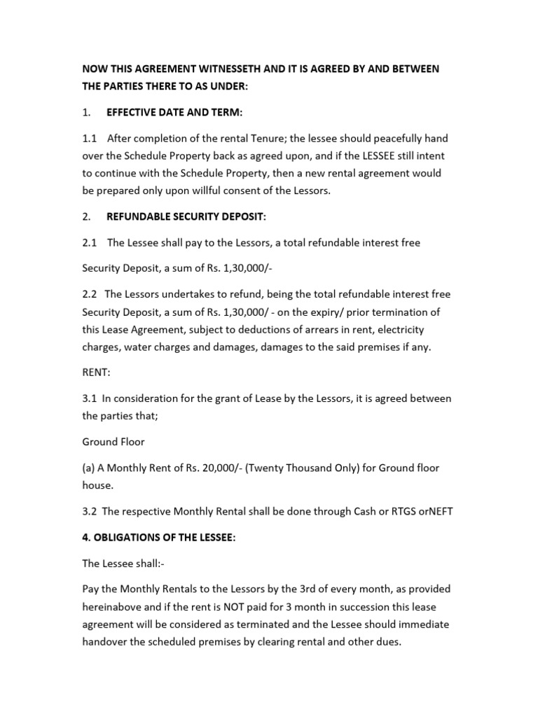 Lease Agreement Terms and Conditions | PDF