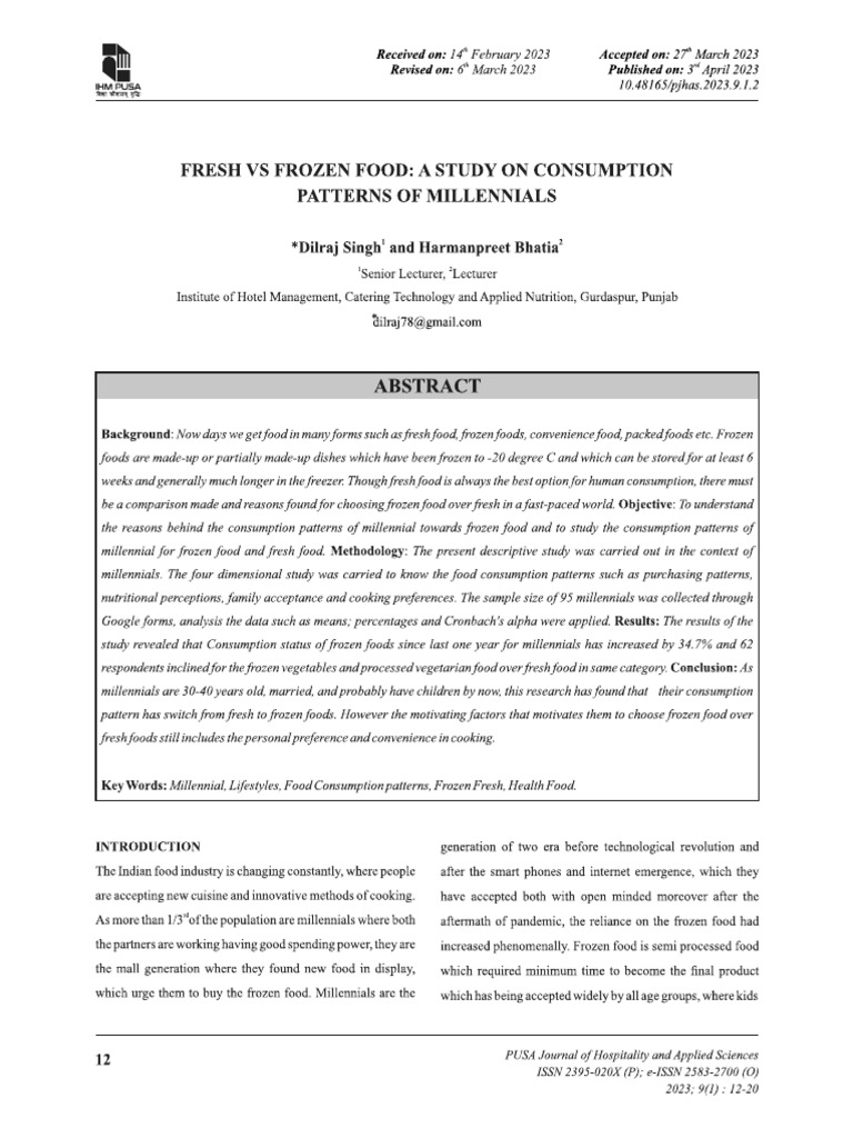 Fresh vs Frozen Food | PDF