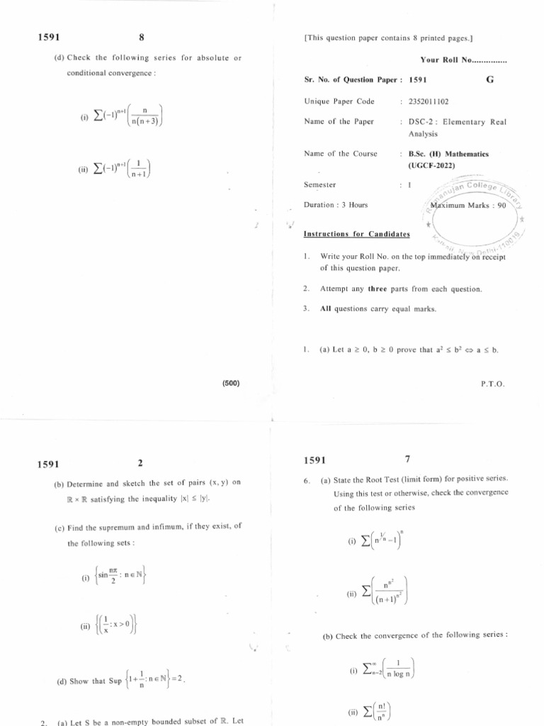 Convergence Tests in Real Analysis | PDF | Limit (Mathematics) | Numbers