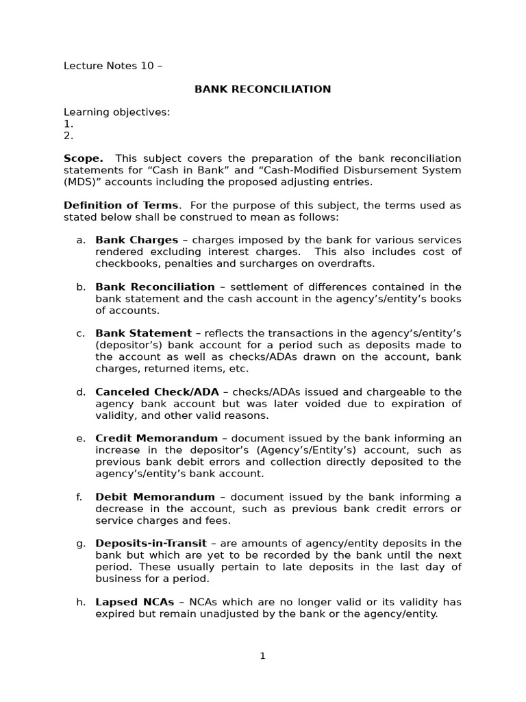 Bank Reconciliation Guide & Adjustments | PDF | Debits And Credits | Banks
