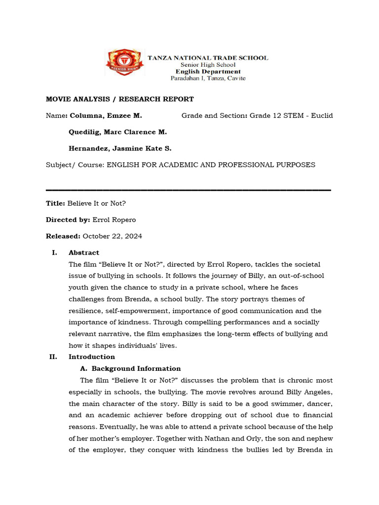 Movie-Analysis-Ang-Huling-Pagsubok (1) | PDF | Bullying | Forgiveness