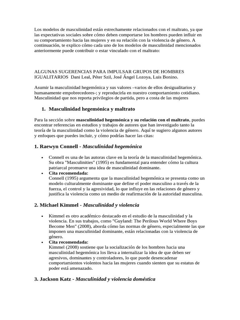 Masculinidad hegemónica y maltrato | PDF | Masculinidad | La violencia ...