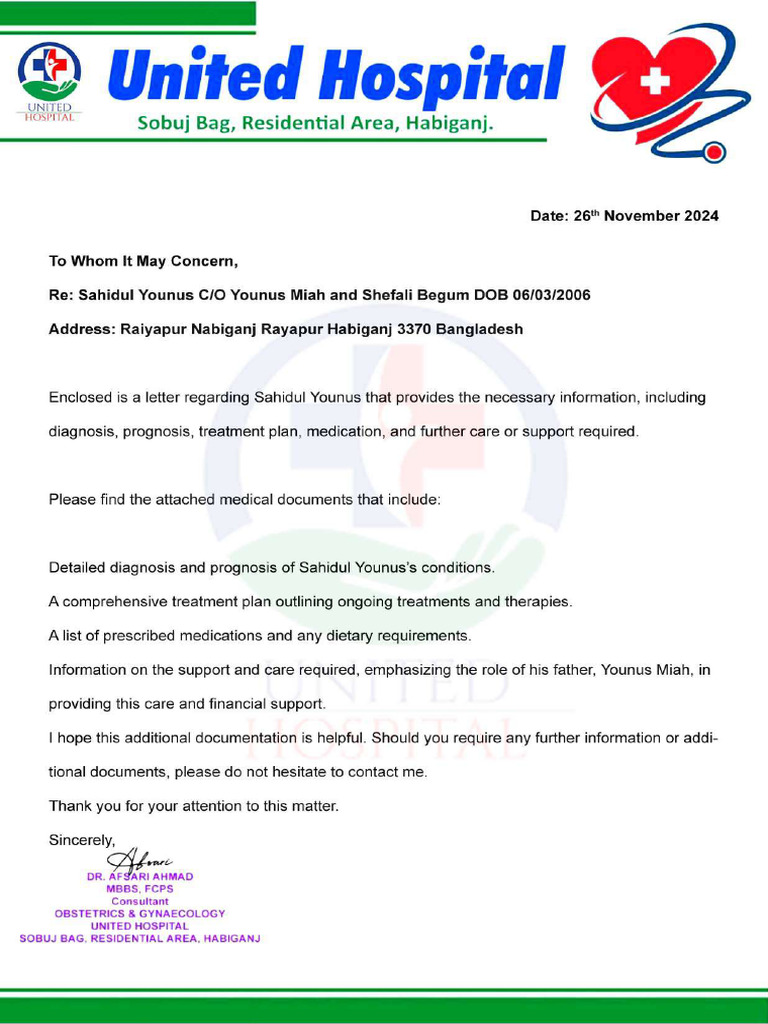 Letter From Doctor With Diagnosis | PDF