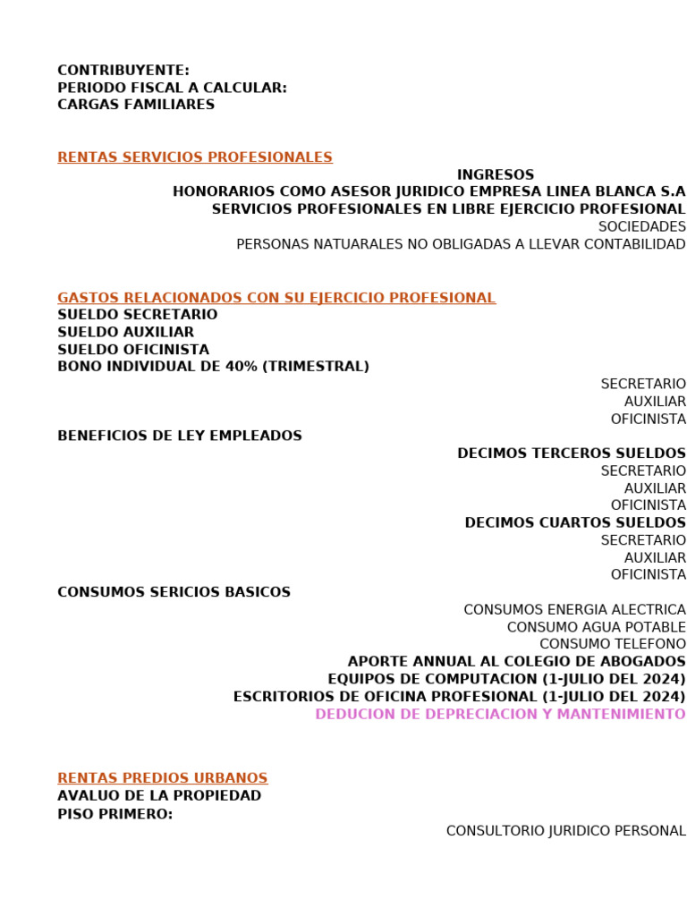 Cálculo de Impuestos y Deducciones 2024 | PDF | Depreciación | Contabilidad