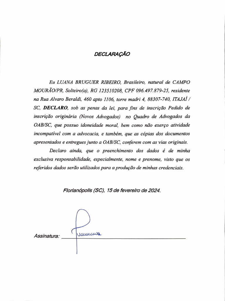 Declaração de idoneidade | PDF