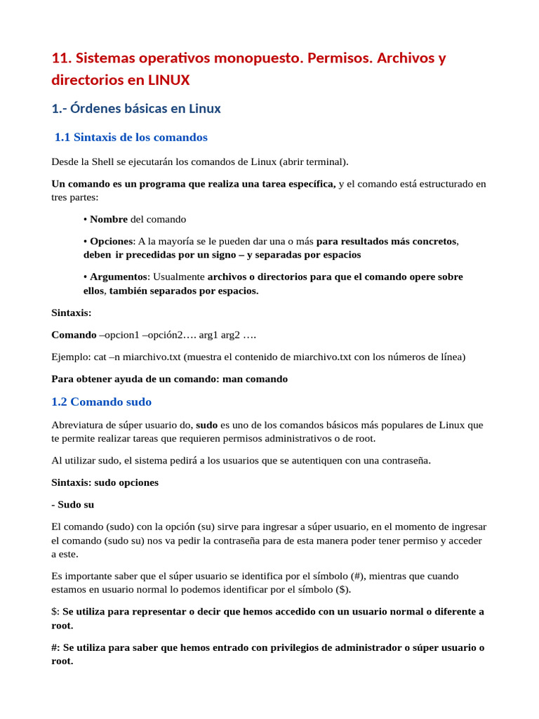 Permisos y comandos de archivos en Linux | PDF | Archivo de computadora ...