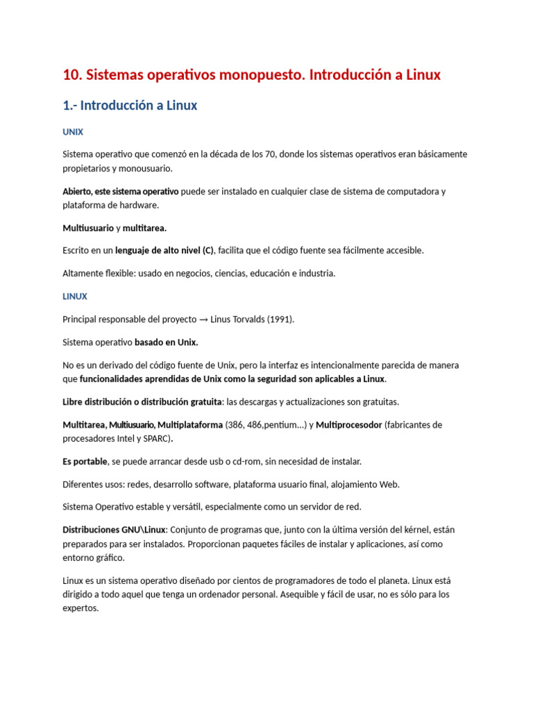 Introducción a Linux y su Estructura | PDF | Interfaz de línea de ...