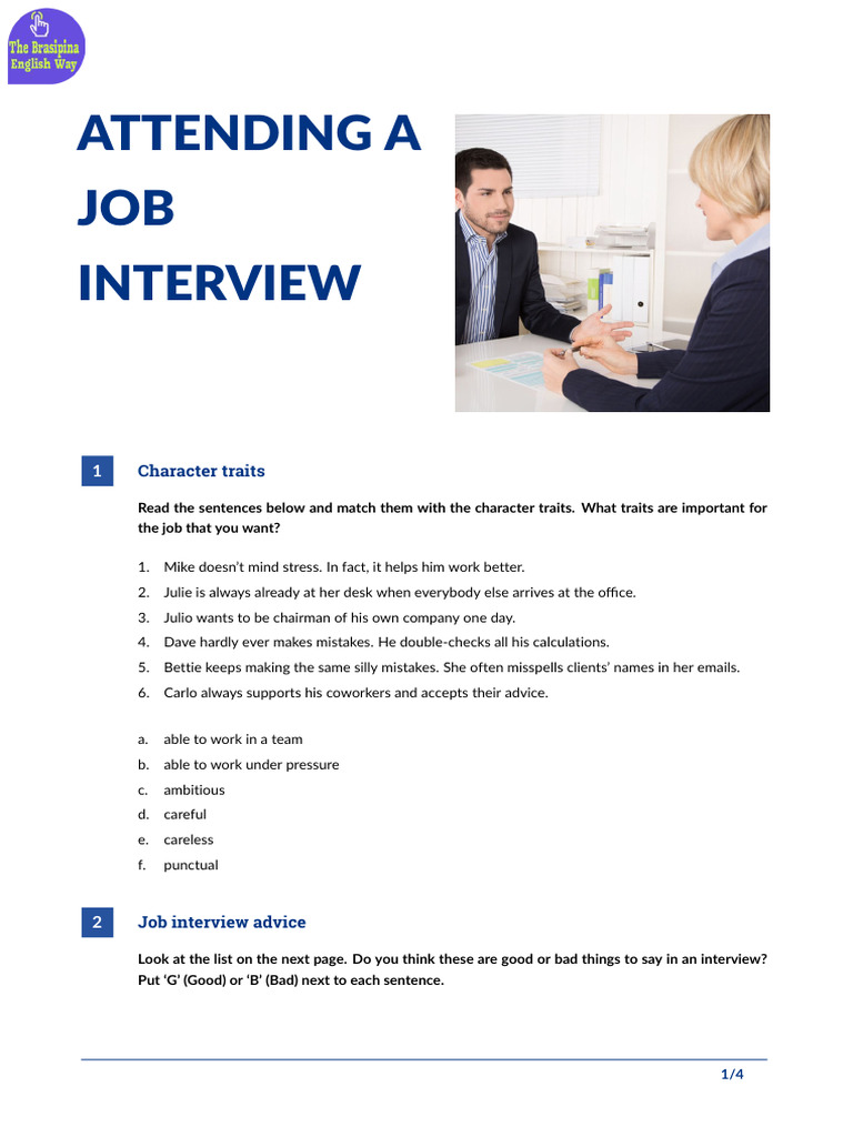 Attending A Job Interview (Student) Brasipina | PDF | Job Interview