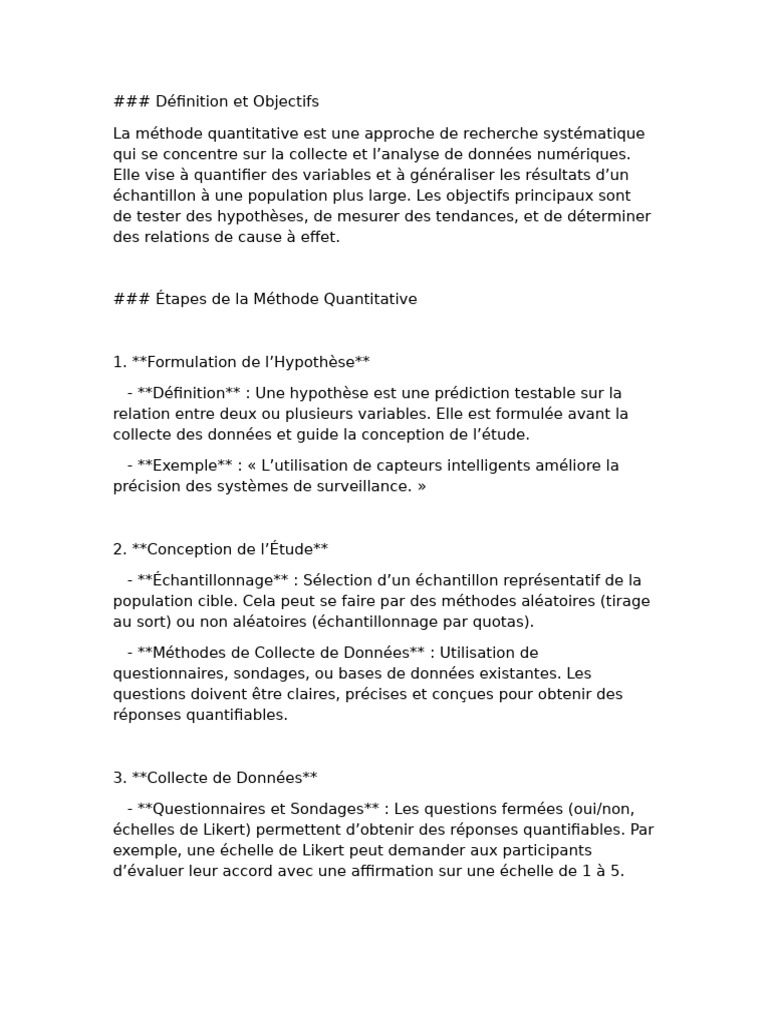 Méthode Quantitative : Guide Complet | PDF | Statistiques ...