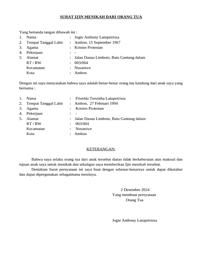 Surat izin menikah dari orang tua edha pdf