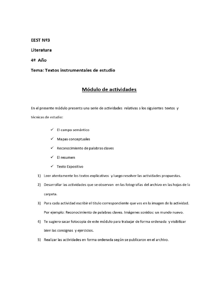 Modulo Textos Instrumentales 4º Año 2024 | PDF