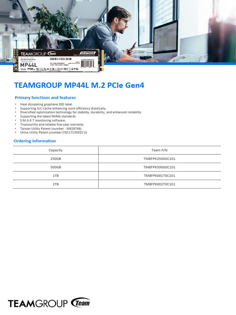 TEAMGROUP MP44L SSD Specifications | PDF | Solid State Drive | Byte