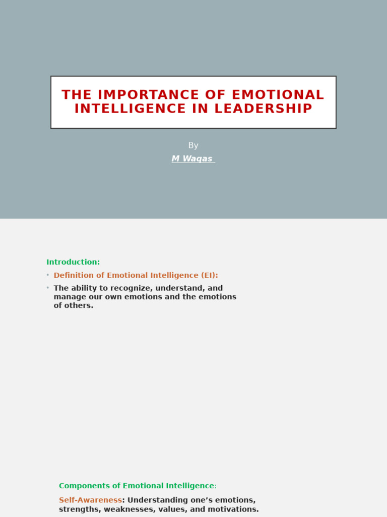 Emotional Intelligence in Leadership | PDF
