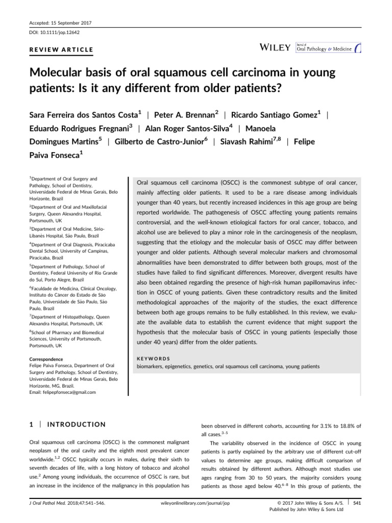 Costa Et Al-2018-Journal of Oral Pathology & Medicine | PDF | P53 ...