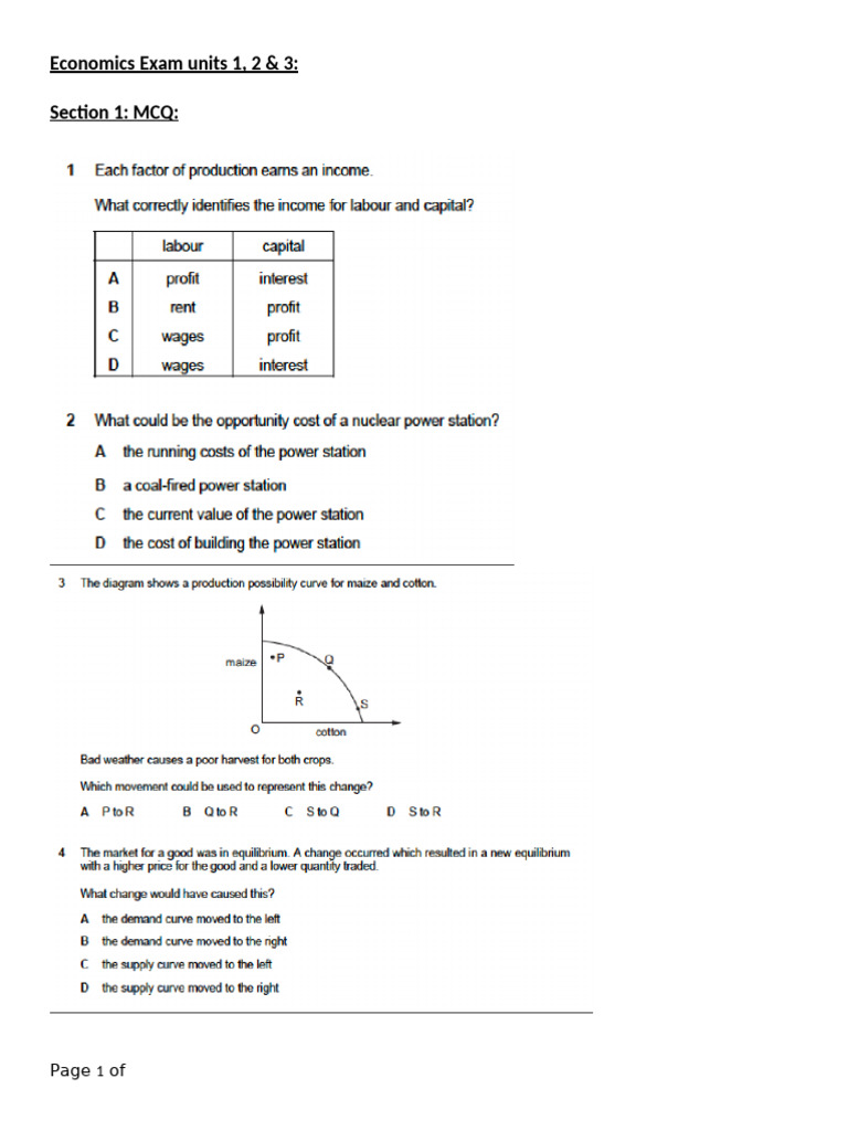 Economics Exam Units 1 2 3 | PDF | Labour Economics | Economies
