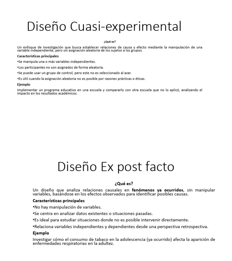 Diseños Cuasi-experimental y Ex post facto | PDF