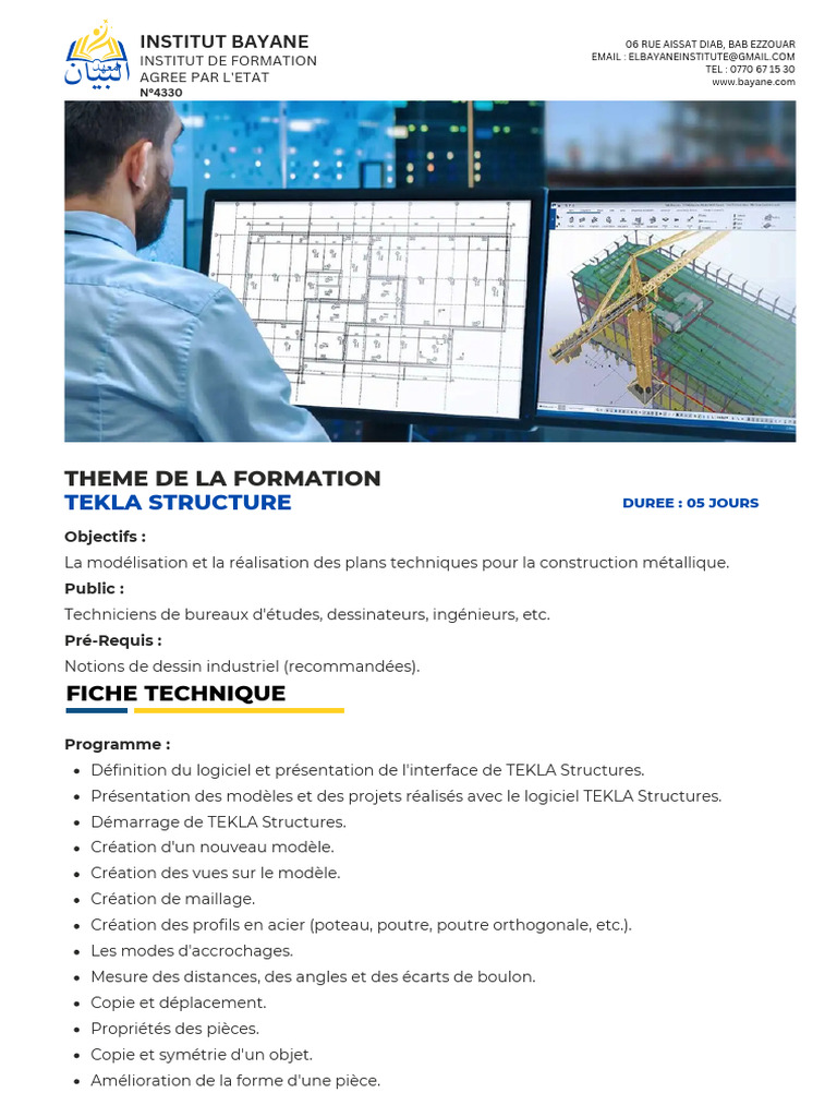 Formation Tekla Structure à Bab Ezzouar | PDF