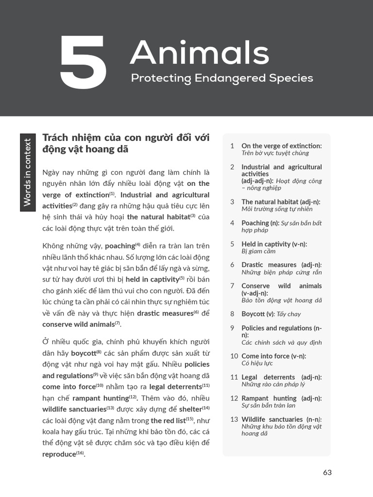 Unit 5 Animals Protection | PDF
