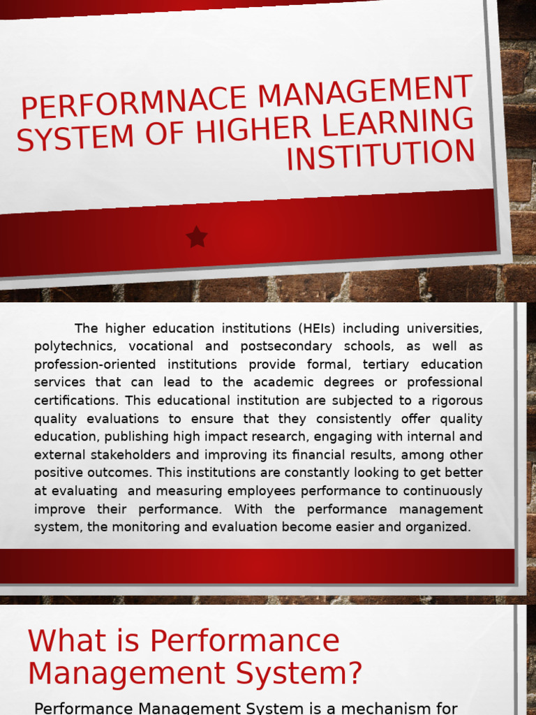 Performance Management in Higher Education | PDF | Evaluation ...