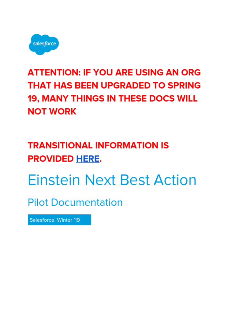 Next Best Actions Pilot Documentation | PDF | Metadata | Xml