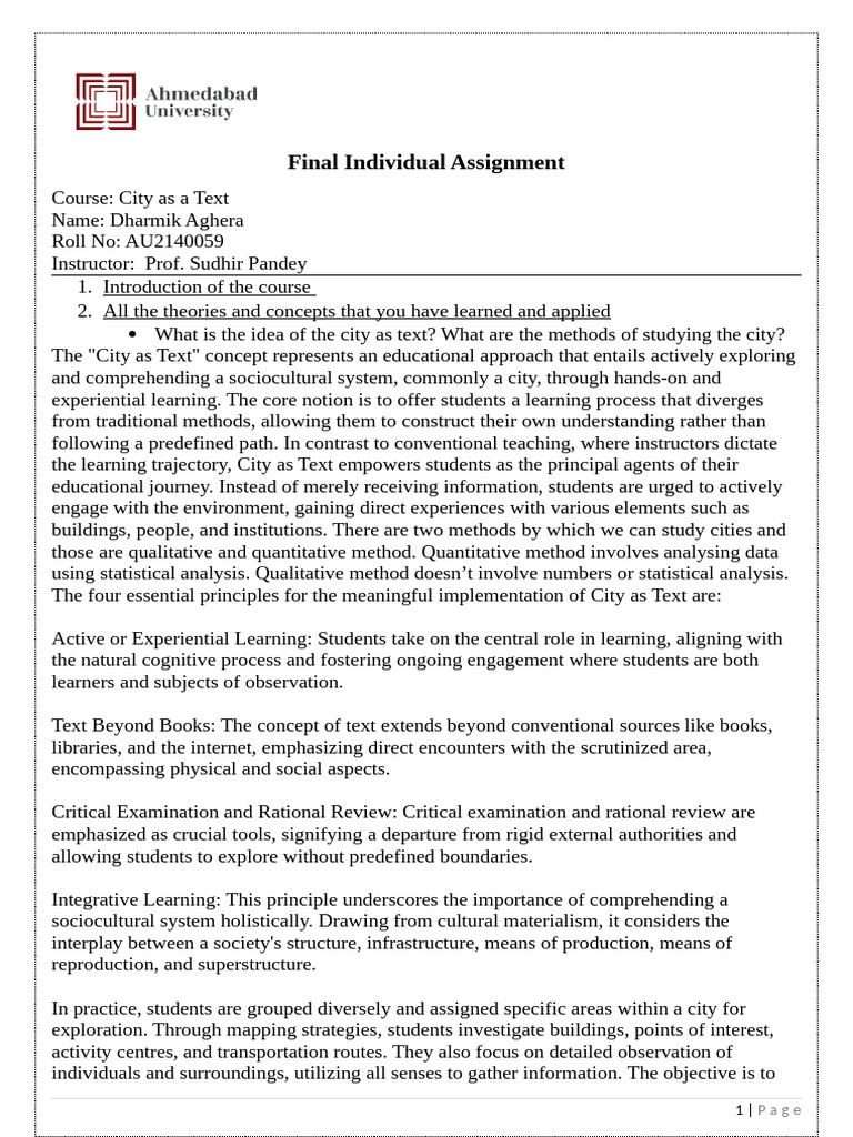 Final Individual Assignment COM202 | PDF | Learning | Narrative