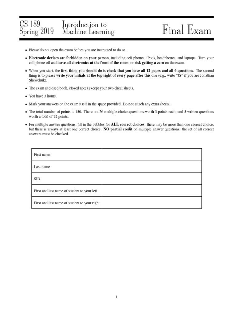 Finals 19 | PDF | Eigenvalues And Eigenvectors | Support Vector Machine