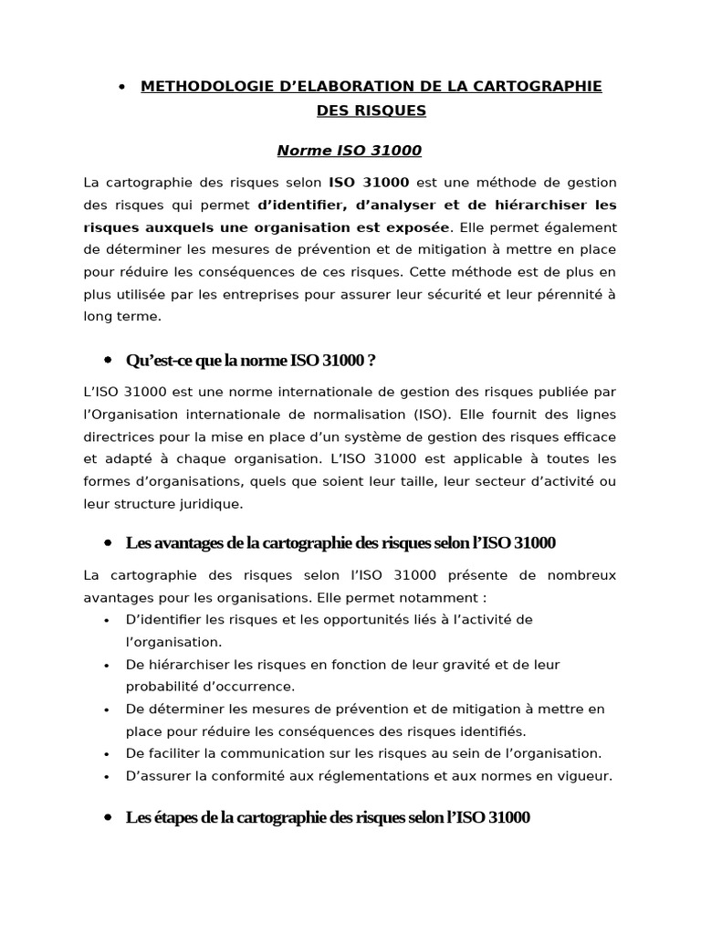 Cartographie des Risques selon ISO 31000 | PDF | Risque | Gestion des ...