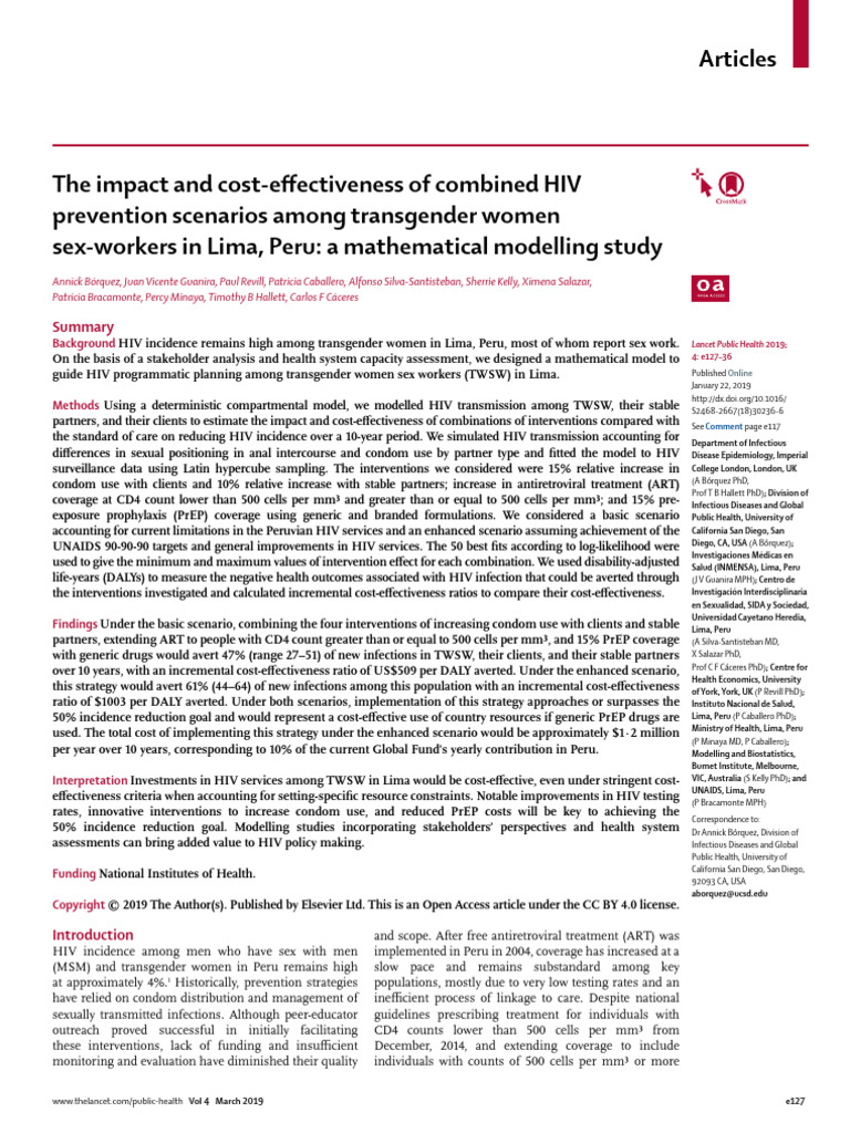 The Impact and Cost Effectiveness of Combined HIV | PDF | Men Who Have ...