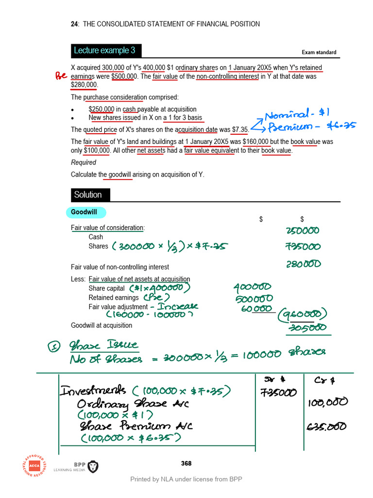 F3 (FA) Course Notes | PDF | Goodwill (Accounting) | Balance Sheet