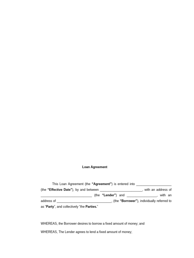 Loan Agreement Template for Borrowers | PDF | Loans | Interest